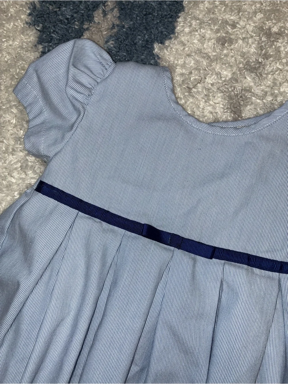 Vintage 90s Baby Doll Blue Striped Dress 18 mo